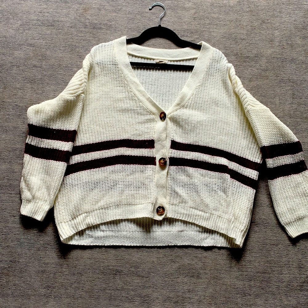 Maroon striped cardigan